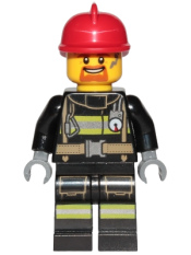 LEGO Fire - Reflective Stripes with Utility Belt, Red Fire Helmet, Goatee minifigure