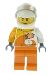 LEGO Desert Rally Racer Driver with Orange 'VITA RUSH' Logo minifigure