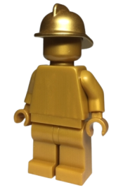 LEGO Statue - Pearl Gold with Metallic Gold Fire Helmet minifigure