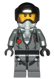 LEGO Sky Police - Jail Prisoner Jacket over Prison Stripes, Black Helmet, Oxygen Mask minifigure