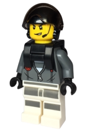 LEGO Sky Police - Jail Prisoner Jacket over Prison Stripes, Neck Bracket (for Parachute) minifigure