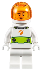 LEGO Astronaut - Male, White Spacesuit with Lime Belt, Trans Orange Large Visor, Stubble and Smirk minifigure