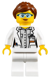 LEGO Scientist - Female, Blue Goggles and White Legs minifigure