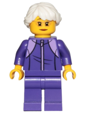 LEGO Grandmother - Dark Purple Tracksuit, White Hair, Glasses minifigure