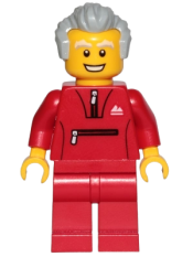 LEGO Grandfather - Red Tracksuit, Light Bluish Gray Hair minifigure