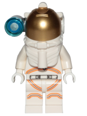 LEGO Astronaut - Male, White Spacesuit with Orange Lines, Side Lamp, Smirk and Cheek Lines minifigure