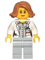 LEGO Scientist, Botanist - Female, Glasses and Medium Nougat Hair Short Swept Sideways minifigure