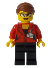 LEGO Reporter - Black Legs, Reddish Brown Hair Swept Back into Bun minifigure