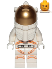 LEGO Astronaut - Male, White Spacesuit with Orange Lines, Smirk, Cheek Lines, Black and Dark Tan Eyebrows minifigure