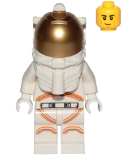 LEGO Astronaut - Male, White Spacesuit with Orange Lines, Smirk, Cheek Lines, Black Eyebrows minifigure