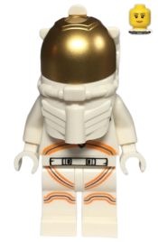 LEGO Astronaut - Female, White Spacesuit with Orange Lines, Closed Mouth Smile minifigure