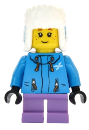 LEGO Girl - Dark Azure Jacket, Medium Lavender Short Legs, Ushanka Hat minifigure