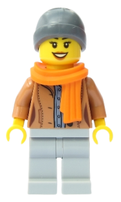 LEGO Customer - Female, Medium Nougat Jacket, Scarf, Ski Beanie Hat minifigure