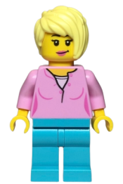 LEGO Female, Bright Pink Top, Medium Azure Legs minifigure