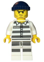 LEGO Police - Jail Prisoner 50380 Prison Stripes, Stubble, Dark Blue Knit Cap minifigure