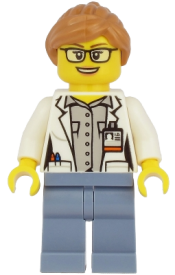 LEGO Ocean Researcher - Female, White Jacket, Sand Blue Legs, Glasses, Medium Nougat Hair minifigure