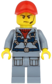 LEGO Ocean Submarine Pilot - Male, Harness, Sand Blue Legs with Pockets, Red Cap, Headset minifigure