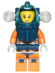 LEGO Deep Sea Diver - Female, Dark Blue Helmet, Side Lamps, Smirk / Left Eye Squinted minifigure