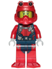 LEGO Scuba Diver - Male, Open Mouth Smile, Red Helmet, White Air Tanks, Red Flippers minifigure