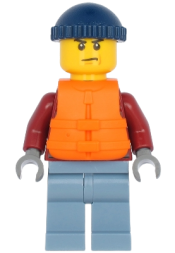 LEGO Explorer - Male, Dark Red Hooded Sweatshirt, Sand Blue Legs, Dark Blue Knit Cap minifigure