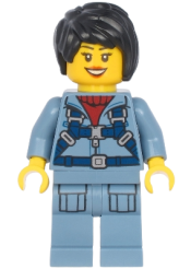 LEGO Ocean Mini-Submarine Pilot - Female, Harness, Sand Blue Legs with Pockets, Black Hair minifigure