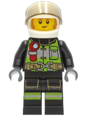 LEGO Fire Fighter - Clemmons, White Helmet, Trans-Black Visor minifigure