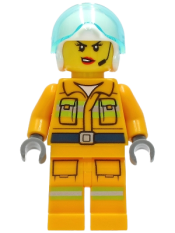 LEGO Fire - Reflective Stripes, Bright Light Orange Suit, White Helmet, Headset minifigure