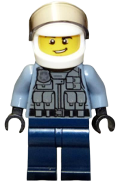 LEGO Police Officer - Sand Blue Police Jacket, Dark Blue Legs, White Helmet minifigure