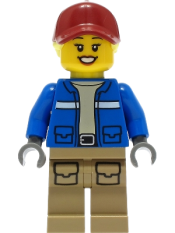 LEGO Wildlife Rescue Explorer - Female, Blue Jacket, Dark Tan Legs with Pockets, Dark Red Cap, Bright Light Yellow Hair minifigure