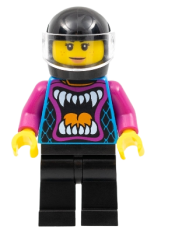 LEGO Stuntz Driver, Black Helmet, Animal Mouth Shirt, Black Legs minifigure