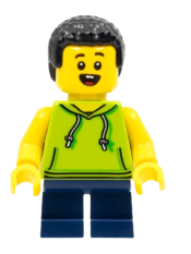 LEGO Boy, Lime Hoodie and Dark Blue Legs minifigure