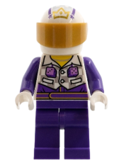 LEGO Stuntz Driver, Selfie Stunt, Gold Crown Helmet, Purple Legs minifigure