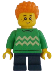 LEGO Boy, Bright Green Sweater, Dark Blue Legs, Orange Hair minifigure
