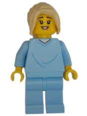 LEGO Mother, Bright Light Blue Hospital Gown, Tan Hair minifigure