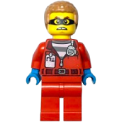 LEGO Police - Crook Hacksaw Hank, Red Jacket with Prison Shirt and I.D. Tag minifigure