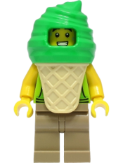 LEGO Ice Cream Vendor - Male, Lime Hoodie, Bright Green Ice Cream Suit minifigure