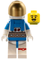 LEGO Lunar Research Astronaut - Male, White and Dark Azure Suit, White Helmet, Metallic Gold Visor, Moustache minifigure