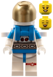 LEGO Lunar Research Astronaut - Female, White and Dark Azure Suit, White Helmet, Metallic Gold Visor, Backpack Clips, Open Mouth Smile minifigure