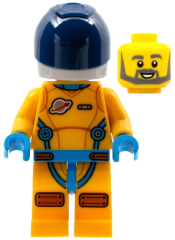 LEGO Lunar Research Astronaut - Male, Bright Light Orange and Dark Azure Suit, White Helmet, Dark Blue Visor, Beard minifigure