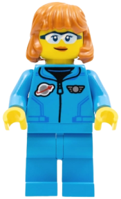 LEGO Lunar Research Astronaut - Female, Dark Azure Jumpsuit, Dark Orange Hair, Safety Glasses minifigure