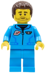 LEGO Lunar Research Astronaut - Male, Dark Azure Jumpsuit, Dark Brown Coiled Hair, Stubble minifigure