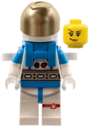 LEGO Lunar Research Astronaut - Female, White and Dark Azure Suit, White Helmet, Metallic Gold Visor, Backpack Clips, Smirk minifigure