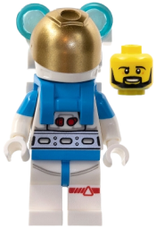 LEGO Lunar Research Astronaut - Male, White and Dark Azure Suit, White Helmet, Metallic Gold Visor, Backpack Lights, Beard minifigure