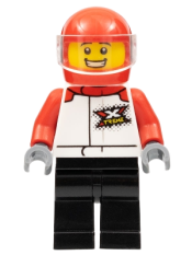 LEGO Motorcycle Driver - Red Helmet, Black Legs, Red Arms minifigure