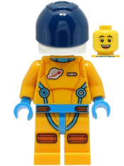 LEGO Lunar Research Astronaut - Male, Bright Light Orange and Dark Azure Suit, White Helmet, Dark Blue Visor, Open Mouth Smile minifigure