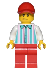 LEGO Hot Dog Vendor - Red Legs and Cap, Sweat Drops minifigure
