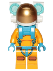 LEGO Lunar Research Astronaut - Female, Bright Light Orange and Dark Azure Suit, White Helmet, Metallic Gold Visor, Backpack Lights minifigure