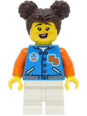 LEGO Passenger - Female, Dark Azure Sports Jacket, White Medium Legs, Dark Brown Hair minifigure