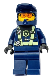 LEGO Police - City Officer Dark Blue Diving Suit and Helmet, Orange Glasses minifigure