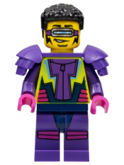 LEGO Stuntz Driver, The Blade Stunt, Black Coiled Hair, Dark Purple Shoulder Armor and Legs minifigure